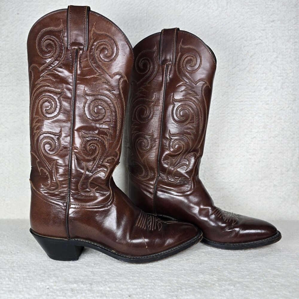 Tony Lama Women's Cowboy Boots 7B Dark Brown Western